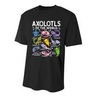 Axolotls Of The World Cute Kawaii Axolotl Youth Performance Sprint T-Shirt