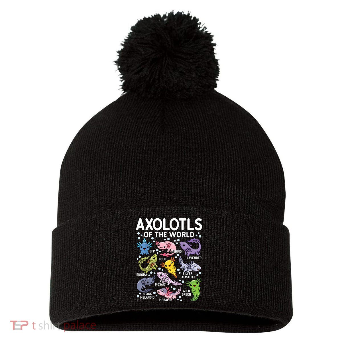 Axolotls Of The World Cute Kawaii Axolotl Pom Pom 12in Knit Beanie