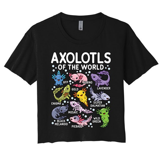 Axolotls Of The World Cute Kawaii Axolotl Crop Top
