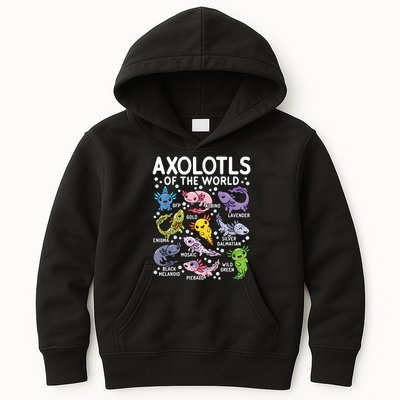 Axolotls Of The World Cute Kawaii Axolotl Kids Hoodie
