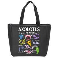 Axolotls Of The World Cute Kawaii Axolotl Zip Tote Bag