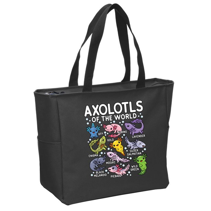 Axolotls Of The World Cute Kawaii Axolotl Zip Tote Bag