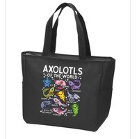 Axolotls Of The World Cute Kawaii Axolotl Zip Tote Bag