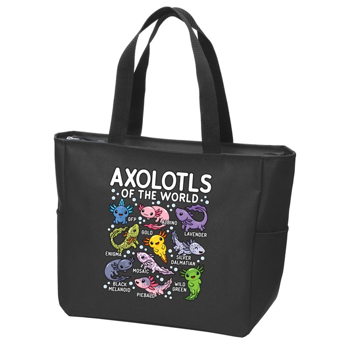 Axolotls Of The World Cute Kawaii Axolotl Zip Tote Bag