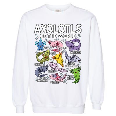Axolotls Of The World Cute Kawaii Axolotl Garment-Dyed Sweatshirt