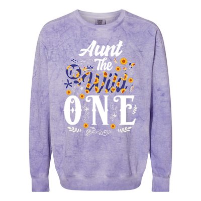 Aunt Of The Wild One 1st Birthday Sunflower First Thing Gift Colorblast Crewneck Sweatshirt