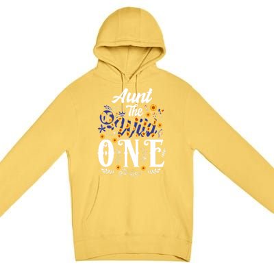 Aunt Of The Wild One 1st Birthday Sunflower First Thing Gift Premium Pullover Hoodie