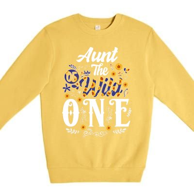 Aunt Of The Wild One 1st Birthday Sunflower First Thing Gift Premium Crewneck Sweatshirt