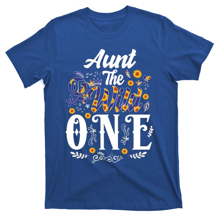 Aunt Of The Wild One 1st Birthday Sunflower First Thing Gift T-Shirt