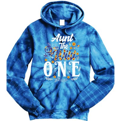 Aunt Of The Wild One 1st Birthday Sunflower First Thing Gift Tie Dye Hoodie