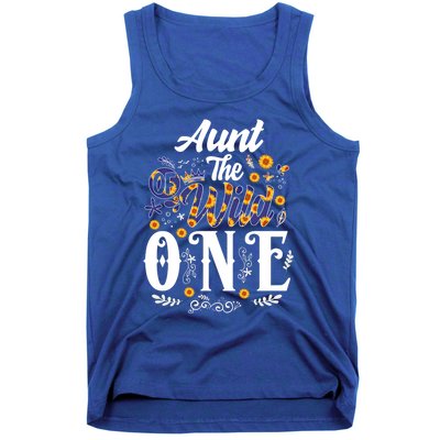 Aunt Of The Wild One 1st Birthday Sunflower First Thing Gift Tank Top