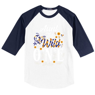 Aunt Of The Wild One 1st Birthday Sunflower First Thing Gift Baseball Sleeve Shirt