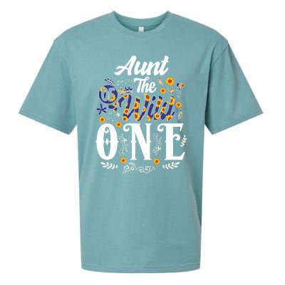 Aunt Of The Wild One 1st Birthday Sunflower First Thing Gift Sueded Cloud Jersey T-Shirt