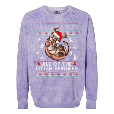 All Of The Otter Reindeercute Gift Funny Christmas Cool Gift Colorblast Crewneck Sweatshirt