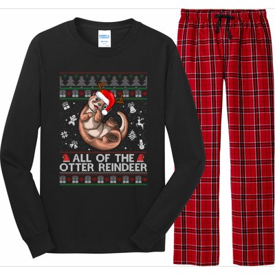 All Of The Otter Reindeercute Gift Funny Christmas Cool Gift Long Sleeve Pajama Set