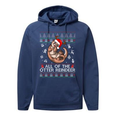 All Of The Otter Reindeercute Gift Funny Christmas Cool Gift Performance Fleece Hoodie