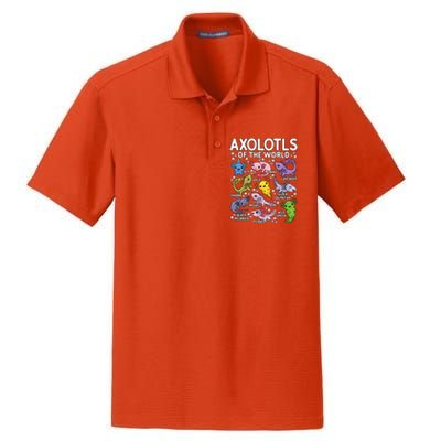 Axolotls Of The World Cute Kawaii Axolotl  Dry Zone Grid Polo