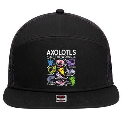 Axolotls Of The World Cute Kawaii Axolotl  7 Panel Mesh Trucker Snapback Hat