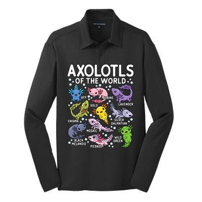 Axolotls Of The World Cute Kawaii Axolotl  Silk Touch Performance Long Sleeve Polo