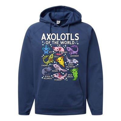 Axolotls Of The World Cute Kawaii Axolotl  Performance Fleece Hoodie