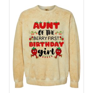 Aunt Of The Berry First Birthday Girl Colorblast Crewneck Sweatshirt