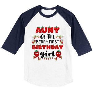 Aunt Of The Berry First Birthday Girl Baseball Sleeve Shirt