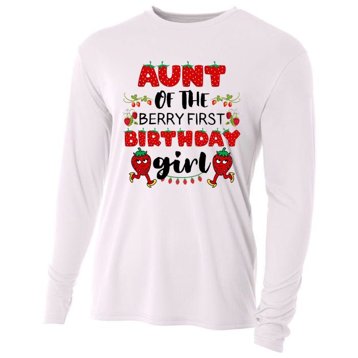 Aunt Of The Berry First Birthday Girl Cooling Performance Long Sleeve Crew