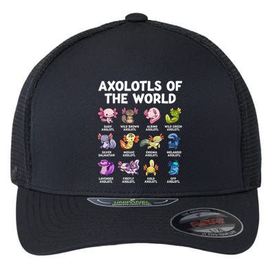 Axolotls Of The World Kawaii Types Of Axolotl Fish Amphibian Flexfit Unipanel Trucker Cap