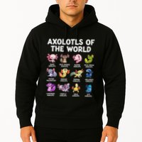 Axolotls Of The World Kawaii Types Of Axolotl Fish Amphibian Hoodie