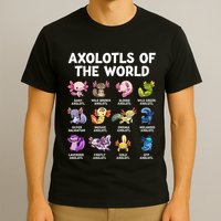 Axolotls Of The World Kawaii Types Of Axolotl Fish Amphibian T-Shirt