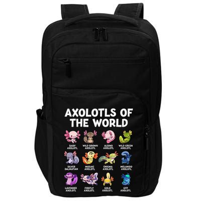 Axolotls Of The World Kawaii Types Of Axolotl Fish Amphibian Impact Tech Backpack