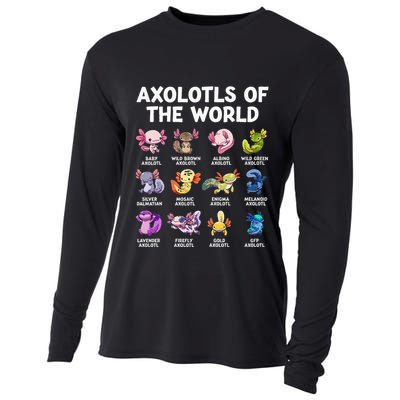Axolotls Of The World Kawaii Types Of Axolotl Fish Amphibian Cooling Performance Long Sleeve Crew