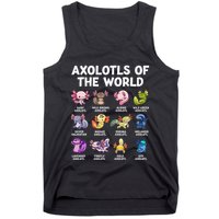Axolotls Of The World Kawaii Types Of Axolotl Fish Amphibian Tank Top