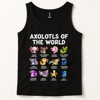 Axolotls Of The World Kawaii Types Of Axolotl Fish Amphibian Tank Top