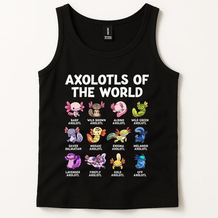 Axolotls Of The World Kawaii Types Of Axolotl Fish Amphibian Tank Top