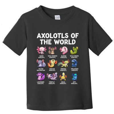 Axolotls Of The World Kawaii Types Of Axolotl Fish Amphibian Toddler T-Shirt