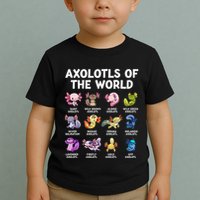 Axolotls Of The World Kawaii Types Of Axolotl Fish Amphibian Toddler T-Shirt