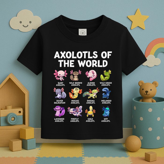 Axolotls Of The World Kawaii Types Of Axolotl Fish Amphibian Toddler T-Shirt