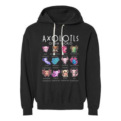 Axolotls Of The World Funny Kawaii Axolotls Girls Garment-Dyed Fleece Hoodie