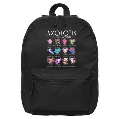 Axolotls Of The World Funny Kawaii Axolotls Girls 16 in Basic Backpack