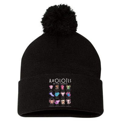Axolotls Of The World Funny Kawaii Axolotls Girls Pom Pom 12in Knit Beanie