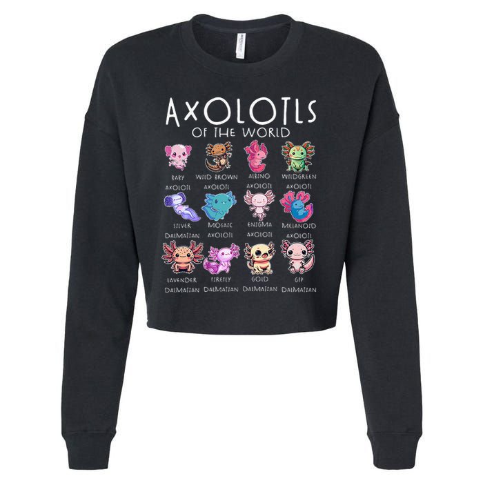 Axolotls Of The World Funny Kawaii Axolotls Girls Cropped Pullover Crew