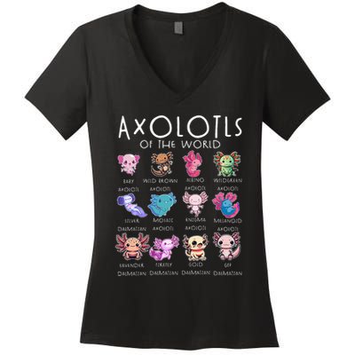 Axolotls Of The World Funny Kawaii Axolotls Girls Women's V-Neck T-Shirt
