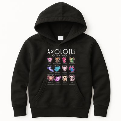 Axolotls Of The World Funny Kawaii Axolotls Girls Kids Hoodie