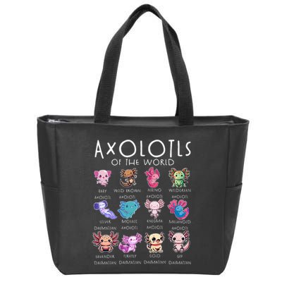 Axolotls Of The World Funny Kawaii Axolotls Girls Zip Tote Bag
