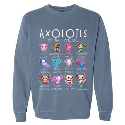 Axolotls Of The World Funny Kawaii Axolotls Girls Garment-Dyed Sweatshirt