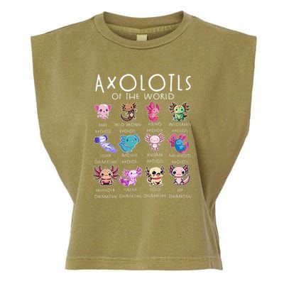 Axolotls Of The World Funny Kawaii Axolotls Girls Garment-Dyed Women's Muscle Tee