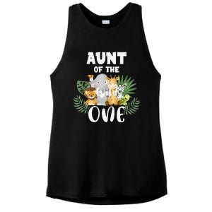 Aunt Of The Wild One 1st Birthday Safari Family Matching Ladies PosiCharge Tri-Blend Wicking Tank