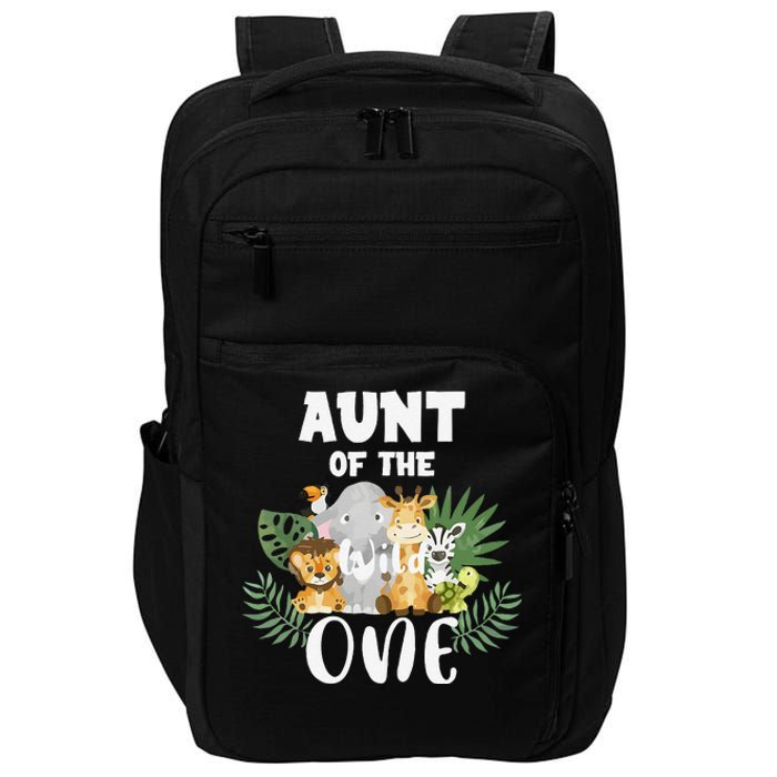 Aunt Of The Wild One 1st Birthday Safari Family Matching Impact Tech Backpack