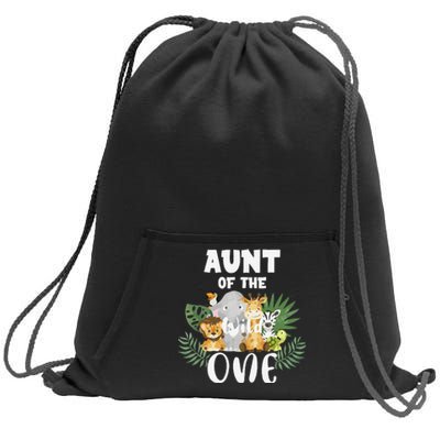 Aunt Of The Wild One 1st Birthday Safari Family Matching Sweatshirt Cinch Pack Bag